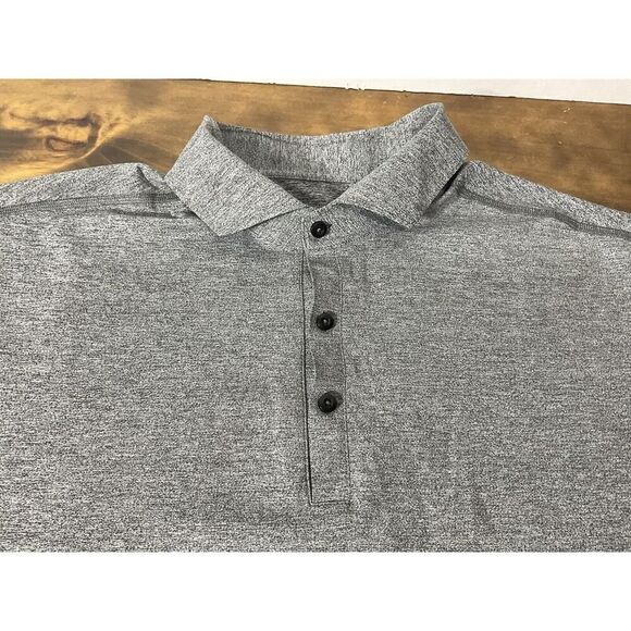 Lululemon Men’s Size 2XL Heathered Gray Polo Short Sleeve Shirt - Picture 2 of 10
